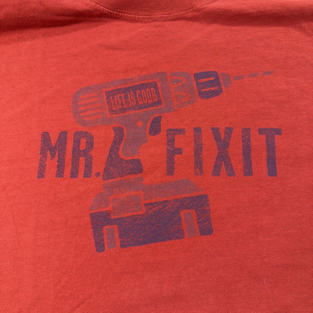 Life Is Good T Shirt Men XXL Red Mr. Fixit Crewneck Short Sleeve Dad Crusher Tee